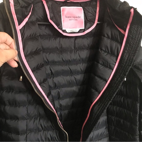 SOLD❣️❣️Kate Spade Black Puffer Hooded Jacket includes package quilted bag - Picture 8 of 16
